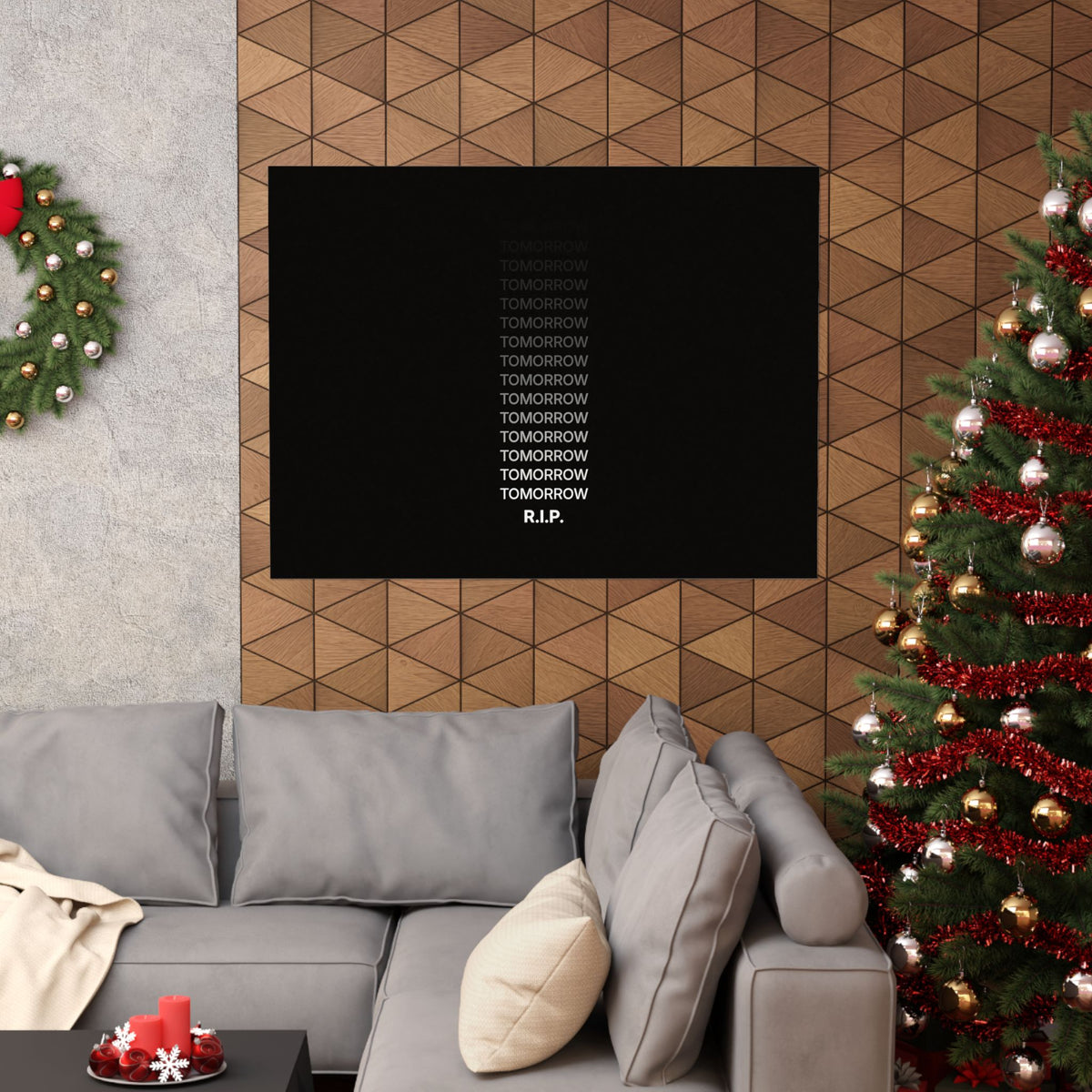 RIP Tomorrow Black - Motivational Typography Poster | Matte Poster (Landscape)