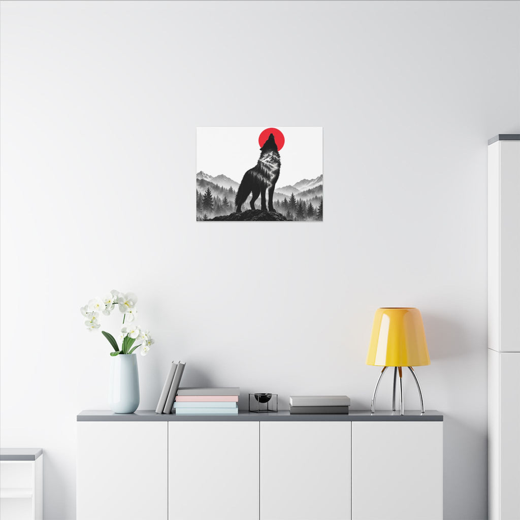 Howling Wolf - Dark Wall Art | Canvas (Landscape)
