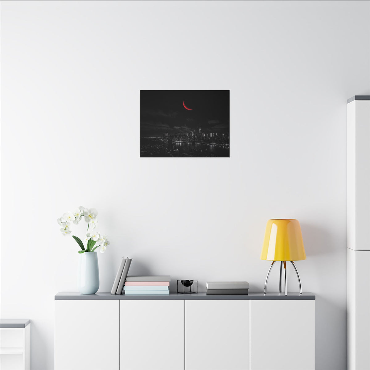 Red Crescent - Red Wall Decor | Canvas (Landscape)