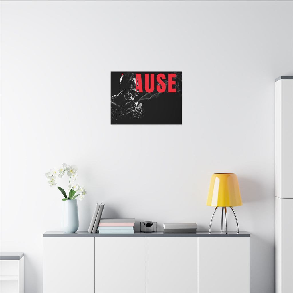 Pause (Landscape) - Smoking Skeleton Wall Art, Dark Gothic Man Cave | Canvas