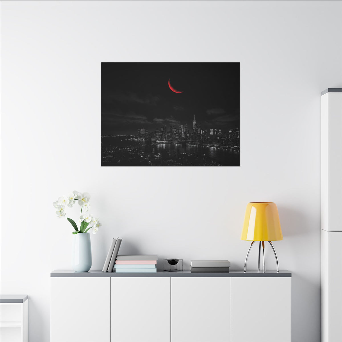 Red Crescent - Red Wall Decor | Canvas (Landscape)