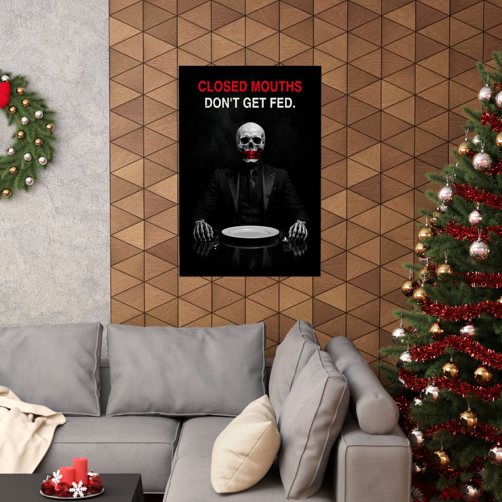 Closed Mouths - Dark Humor Wall Art | Matte Poster