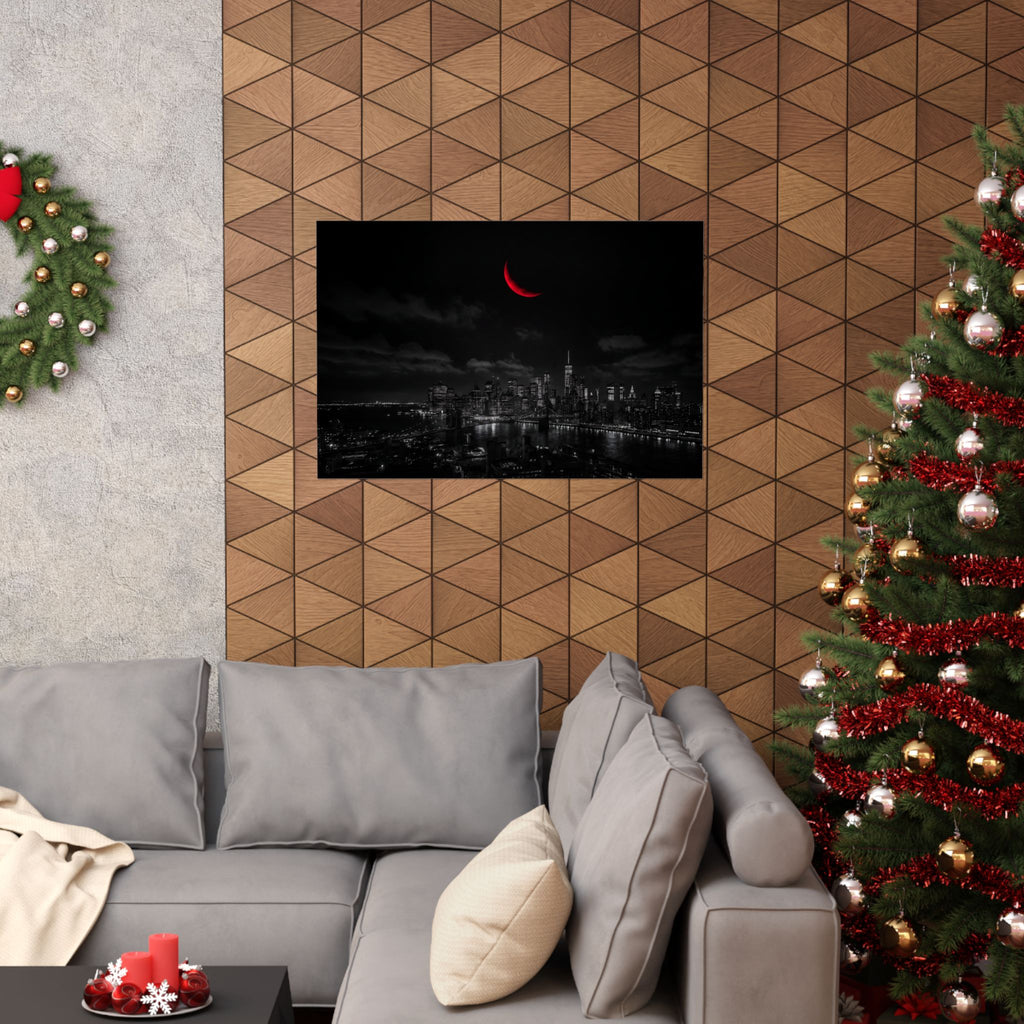 Red Crescent - Red Wall Decor | Matte Poster (Landscape)