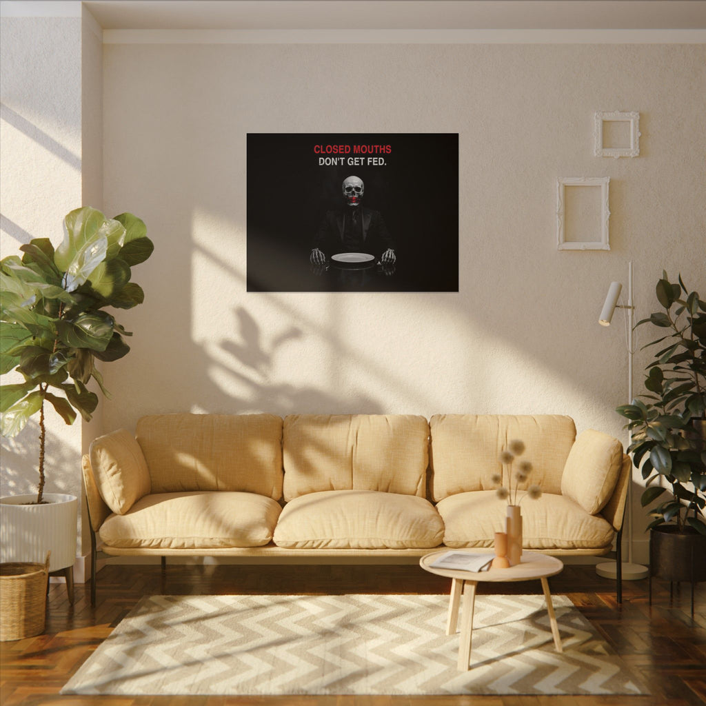Closed Mouths - Dark Humor Wall Art | Canvas (Landscape)