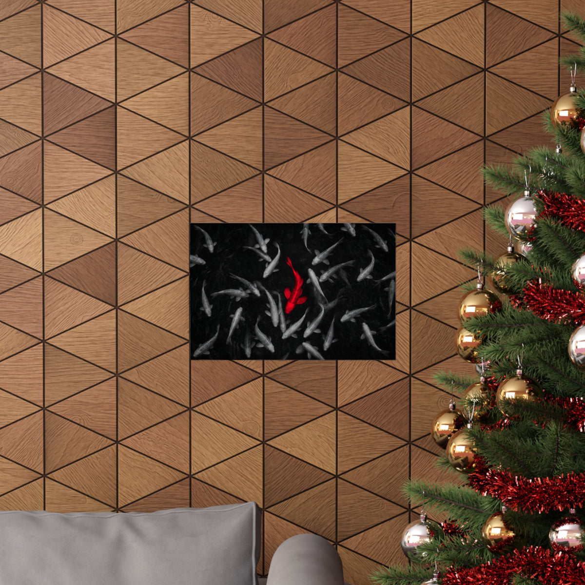 The Red Koi - Red And Black Wall Art | Matte Poster (Landscape)