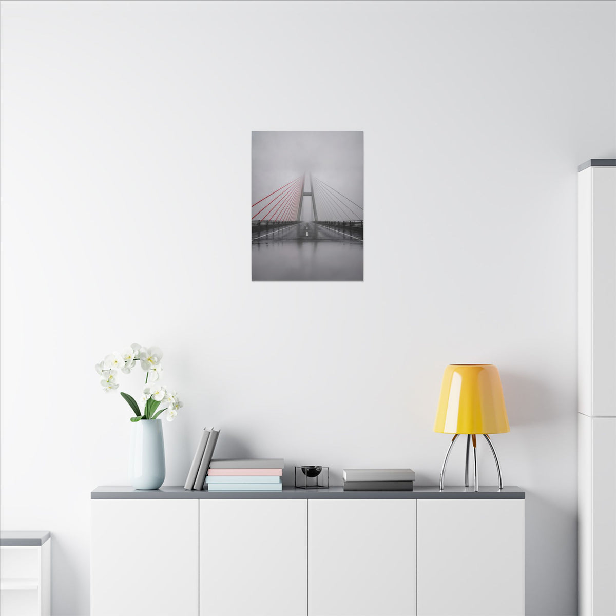 Span in Fog - Red Wall Decor | Canvas