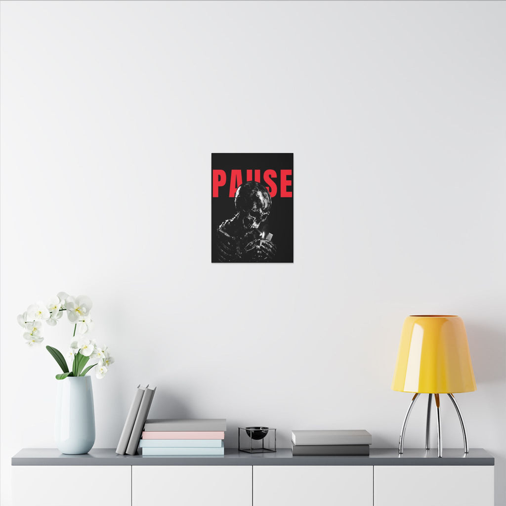 Pause - Smoking Skeleton Wall Art, Dark Gothic Man Cave | Canvas