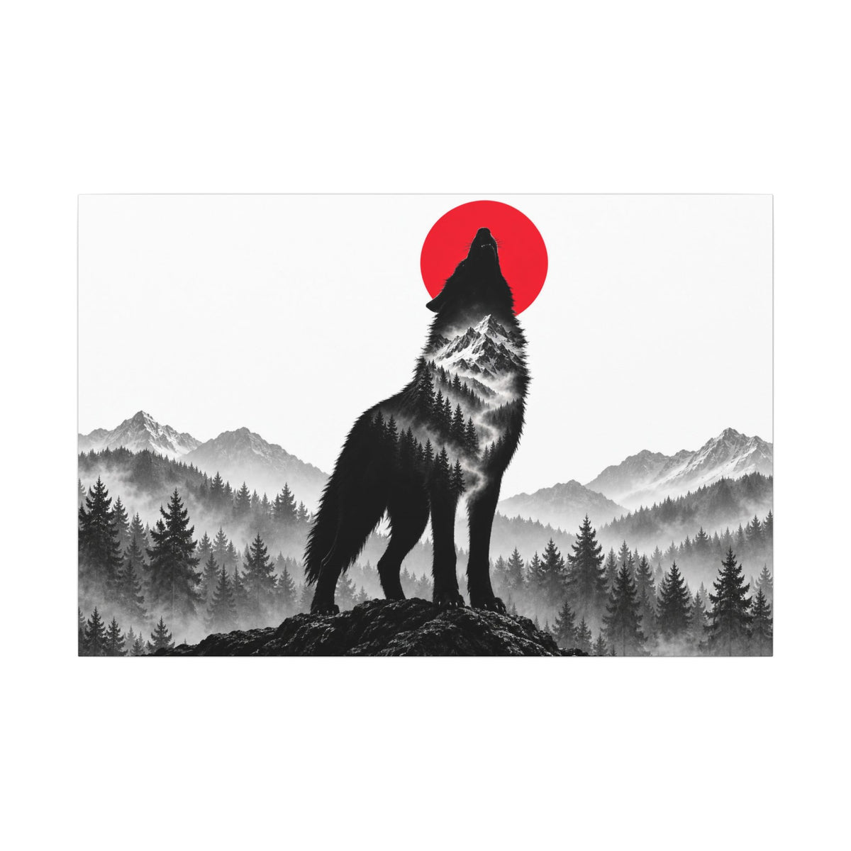 Howling Wolf - Dark Wall Art | Canvas (Landscape)