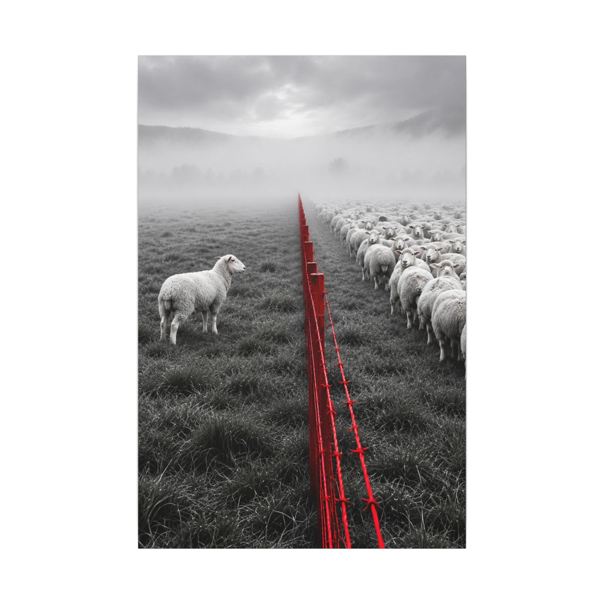 Lone Lamb - Black and White Wall Art | Canvas