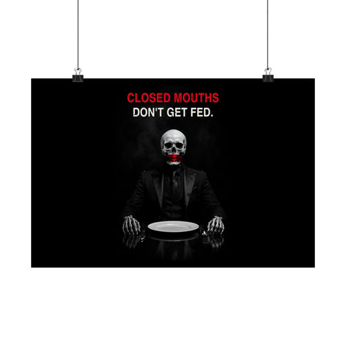 Closed Mouths - Dark Humor Wall Art | Matte Poster (Landscape)