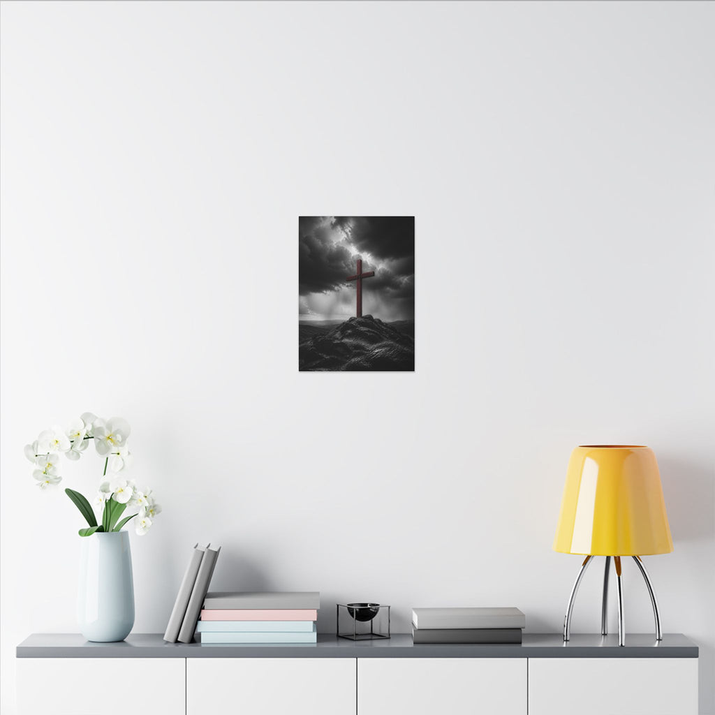 Red Cross in the Storm - Christian Cross Wall Art | Canvas