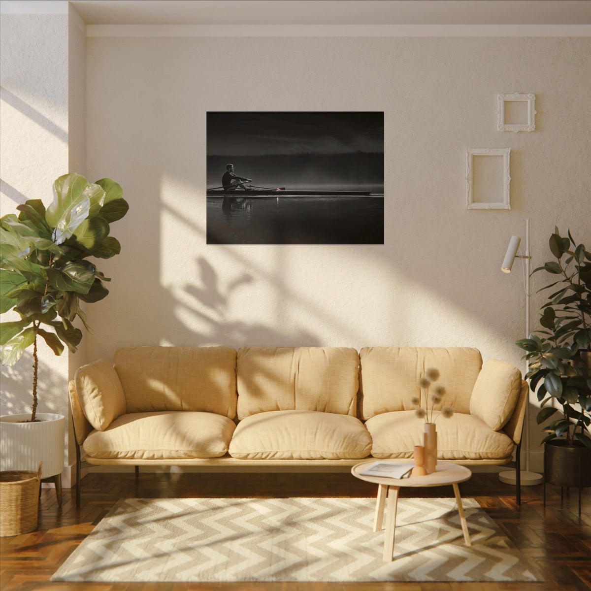 No One Rows for You - Black and White Bedroom Wall Art | Canvas (Landscape)