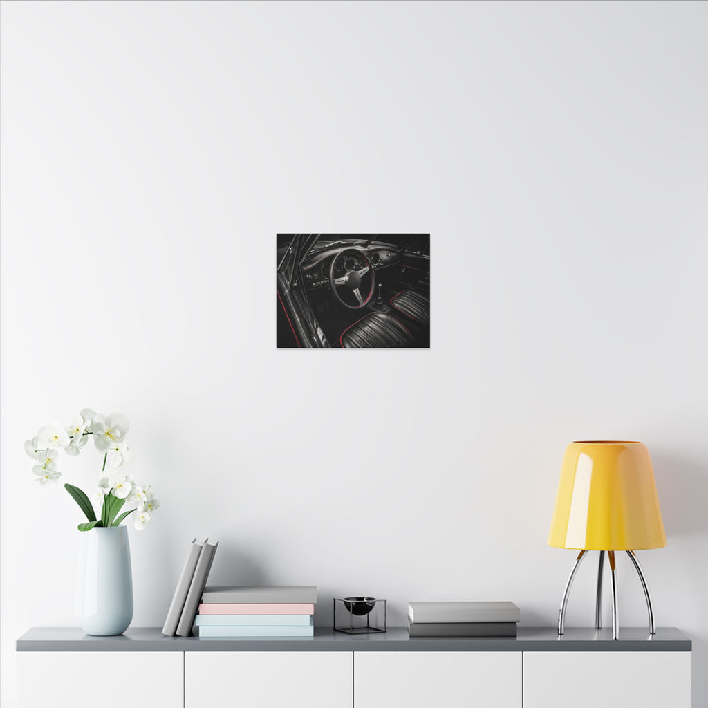 Red Stitch Cockpit - Classic Car Interior Wall Art | Canvas (Landscape)