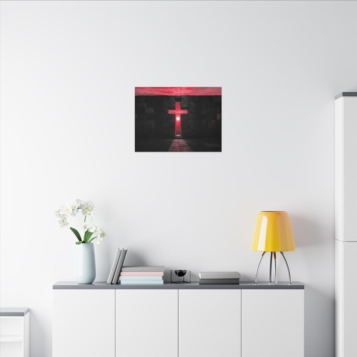Light Through Stone - Modern Cross Wall Art | Canvas (Landscape)