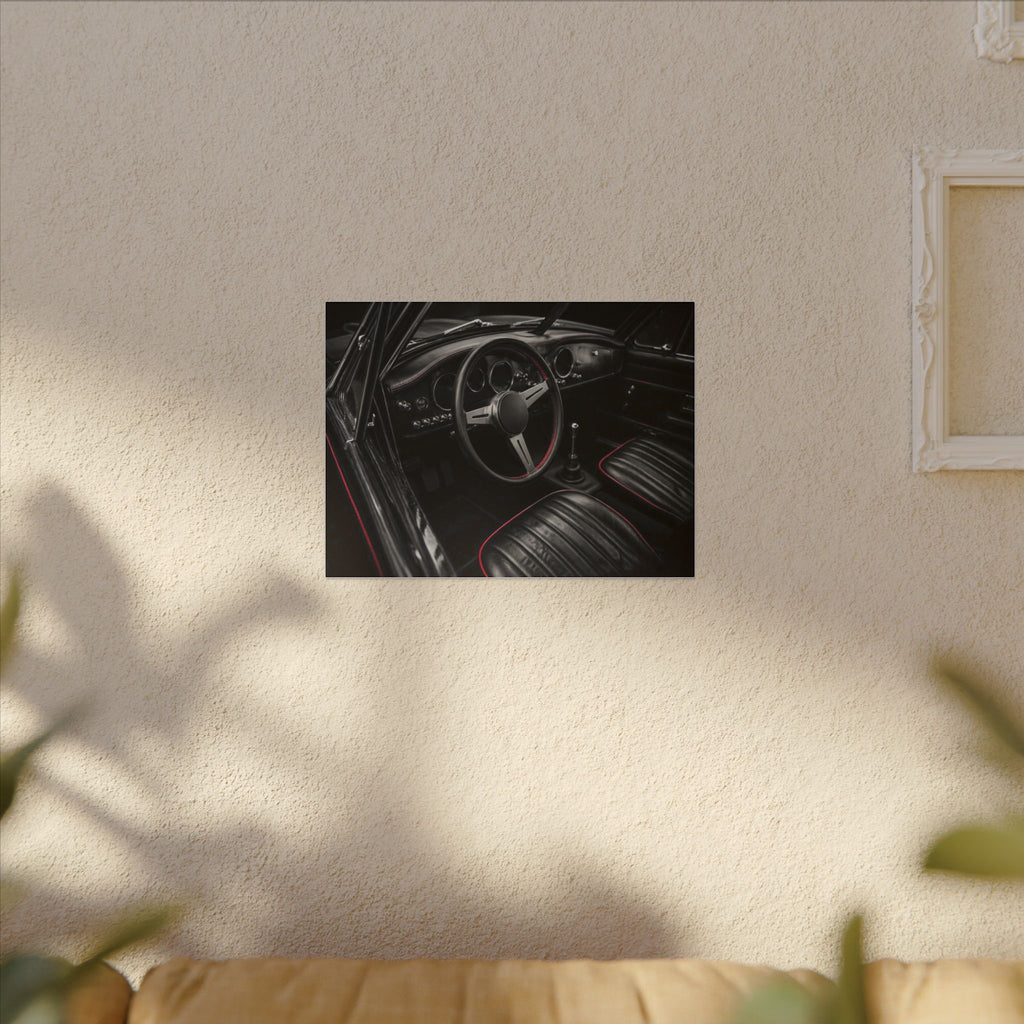 Red Stitch Cockpit - Classic Car Interior Wall Art | Canvas (Landscape)