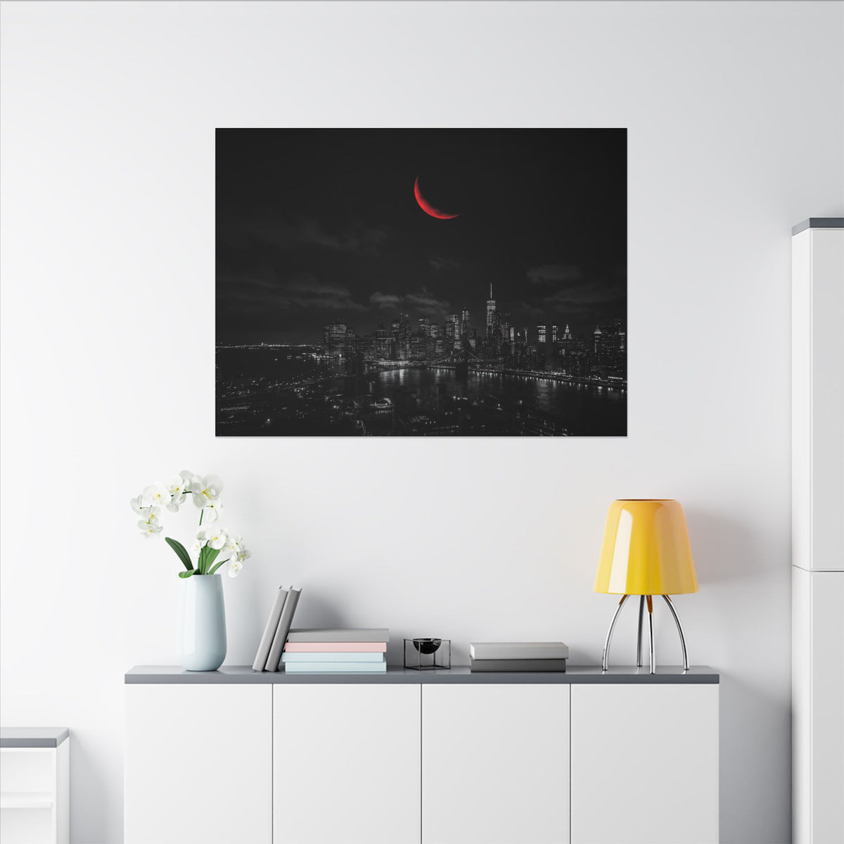 Red Crescent - Red Wall Decor | Canvas (Landscape)