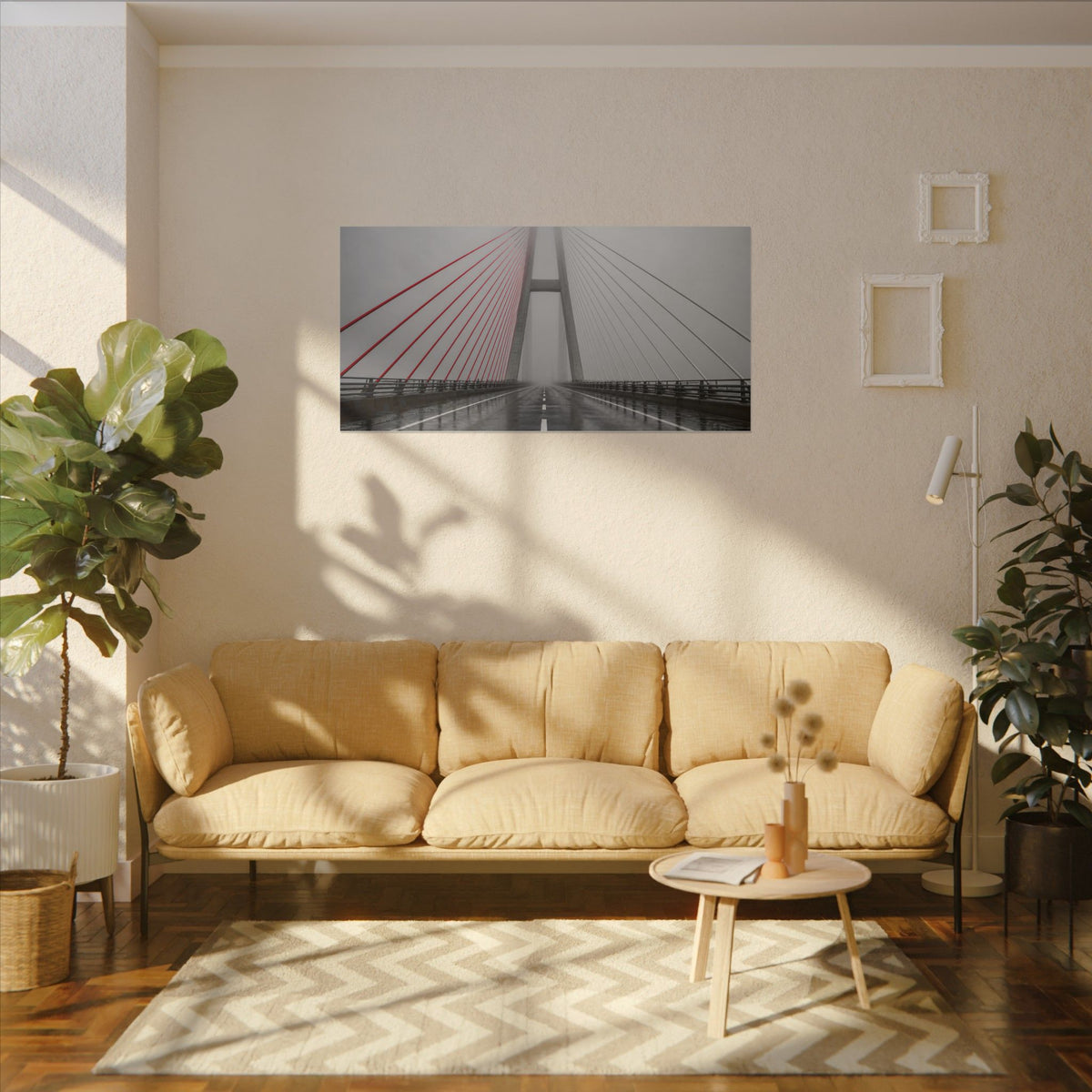Span in Fog - Red and Black Wall Art | Canvas (Panoramic)