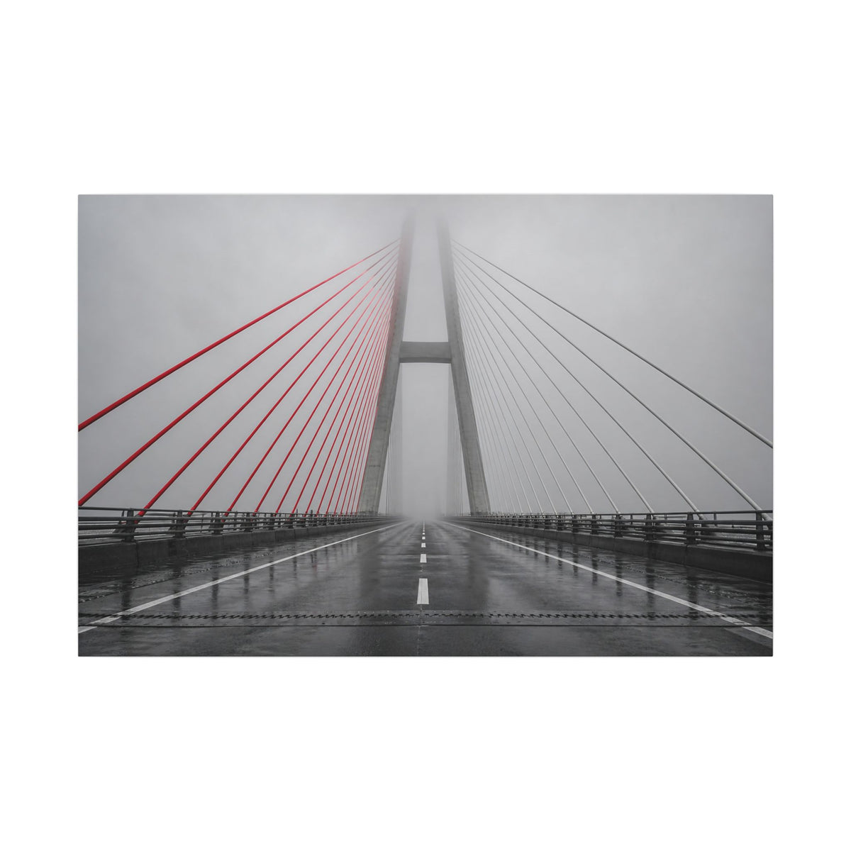 Span in Fog - Red Wall Decor | Canvas (Landscape)