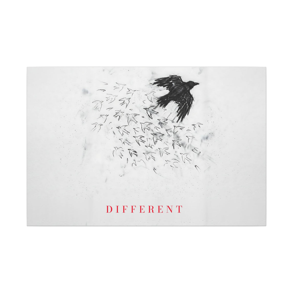 The Flock Went Left - Charcoal Wall Art | Canvas (Landscape)