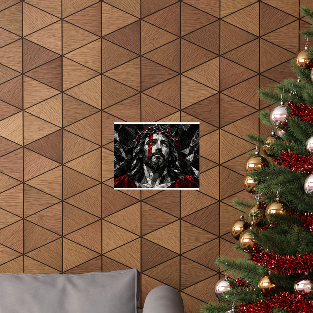 Stained Glass Christ - Christian Wall Art | Matte Poster (Landscape)