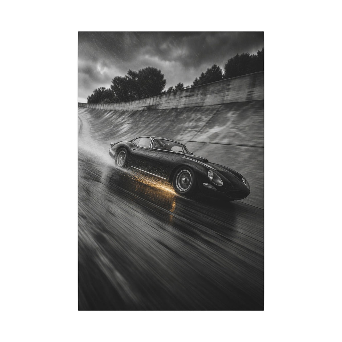 Banked in the Rain - Race Car Wall Art | Canvas