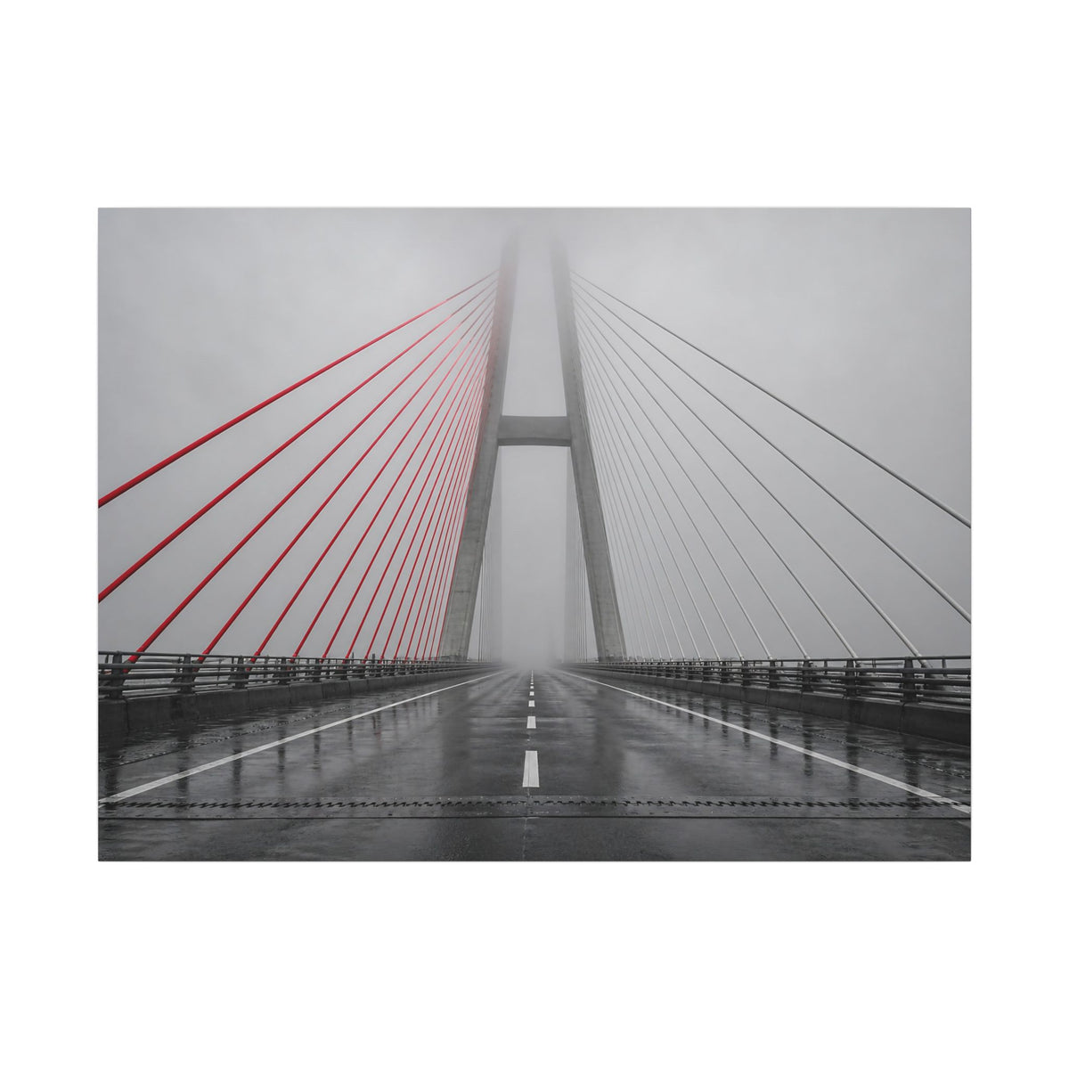 Span in Fog - Red Wall Decor | Canvas (Landscape)