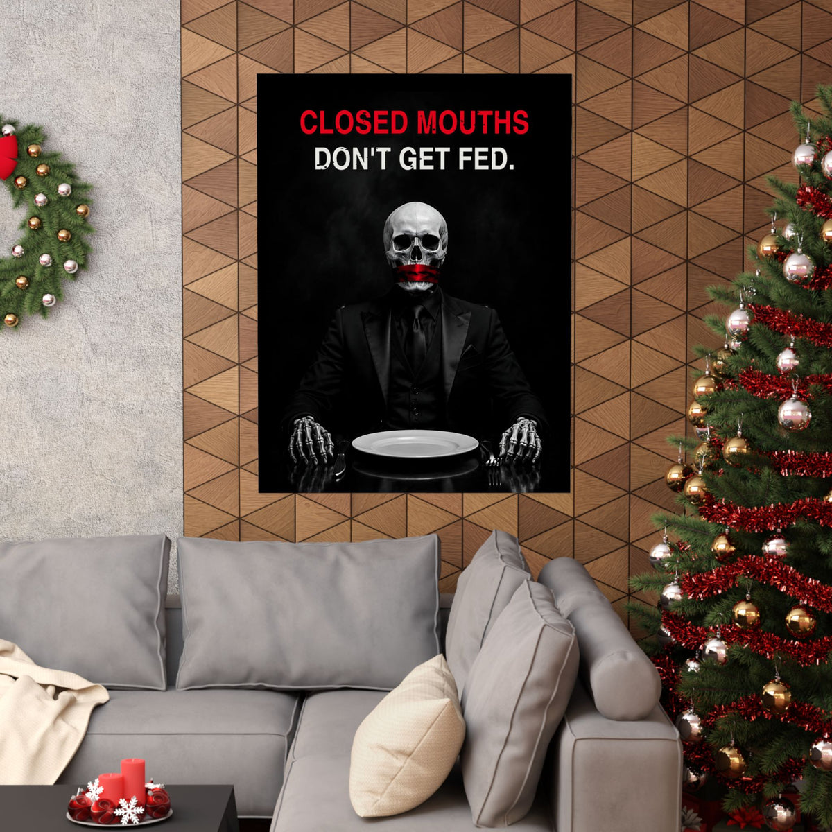 Closed Mouths - Dark Humor Wall Art | Matte Poster