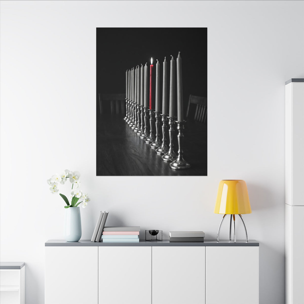 One Candle Lit - Dining Room Wall Art | Canvas