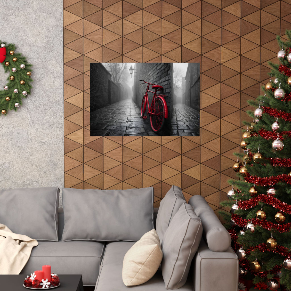 The Red Bicycle - Unique Office Wall Decor | Matte Poster (Landscape)