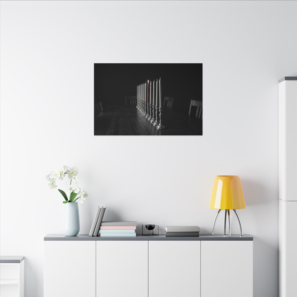 One Candle Lit - Dining Room Wall Art | Canvas (Landscape)