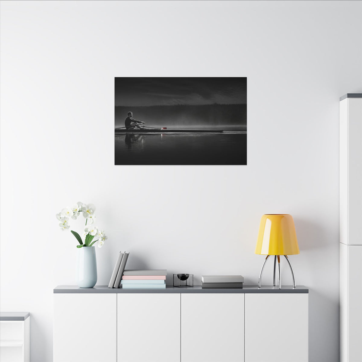 No One Rows for You - Black and White Bedroom Wall Art | Canvas (Landscape)